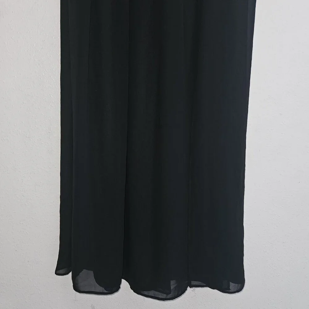 Lulus Solid Black Maxi Skirt Long Sheer Layer Slit Lined Women's XS